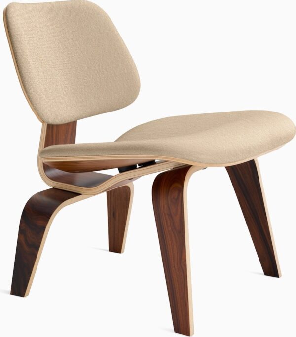 Eames Molded Plywood Lounge Chair Wood Base (LCW), Upholstered