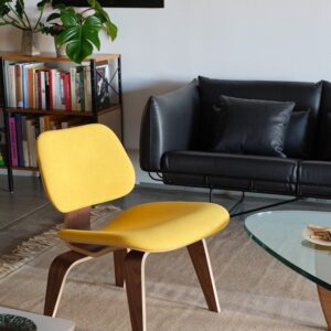 Eames Molded Plywood Lounge Chair Wood Base (LCW), Upholstered