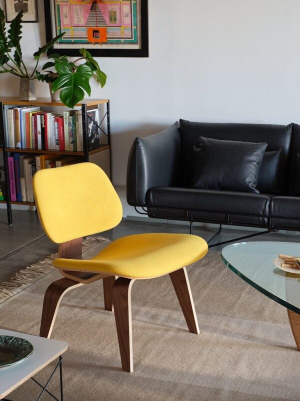 Eames Molded Plywood Lounge Chair Wood Base (LCW), Upholstered