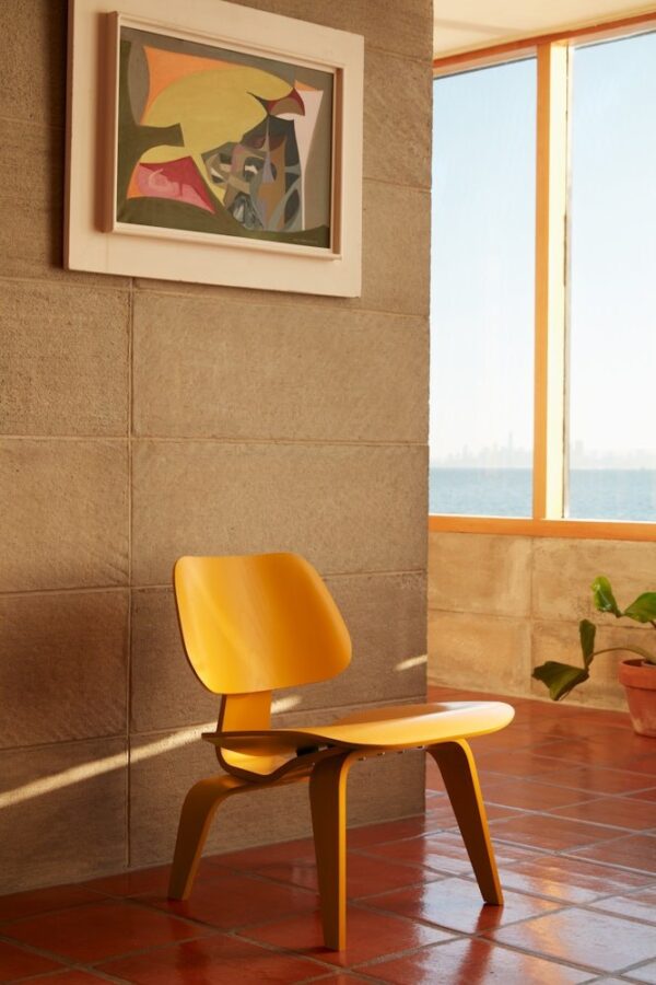 Eames Molded Plywood Lounge Chair Wood Base (LCW), Upholstered