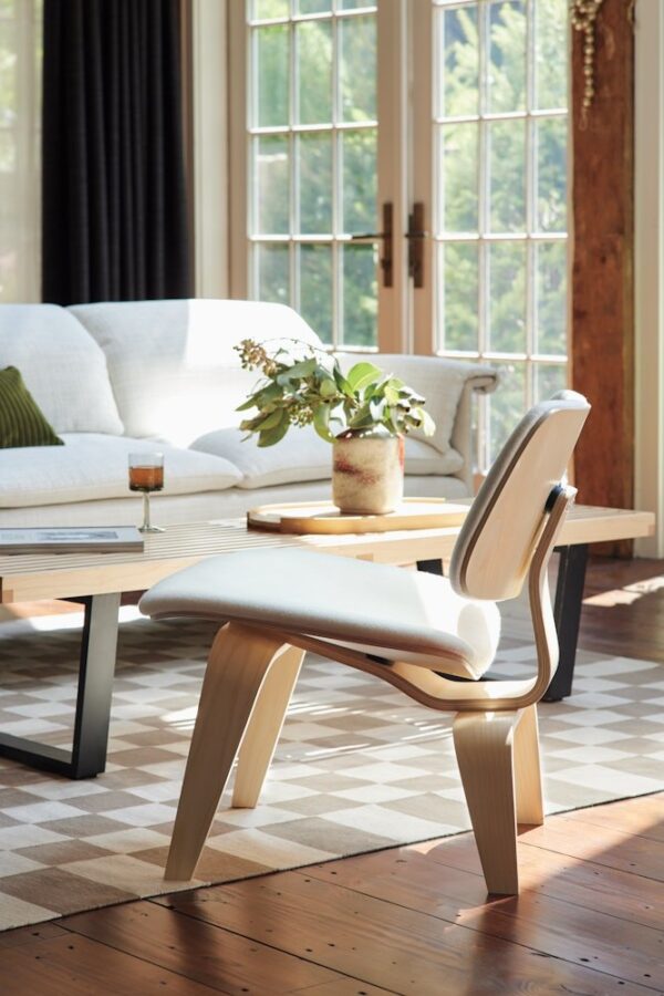 Eames Molded Plywood Lounge Chair Wood Base (LCW), Upholstered