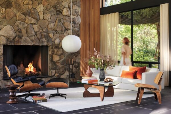 Eames Molded Plywood Lounge Chair Wood Base (LCW), Upholstered